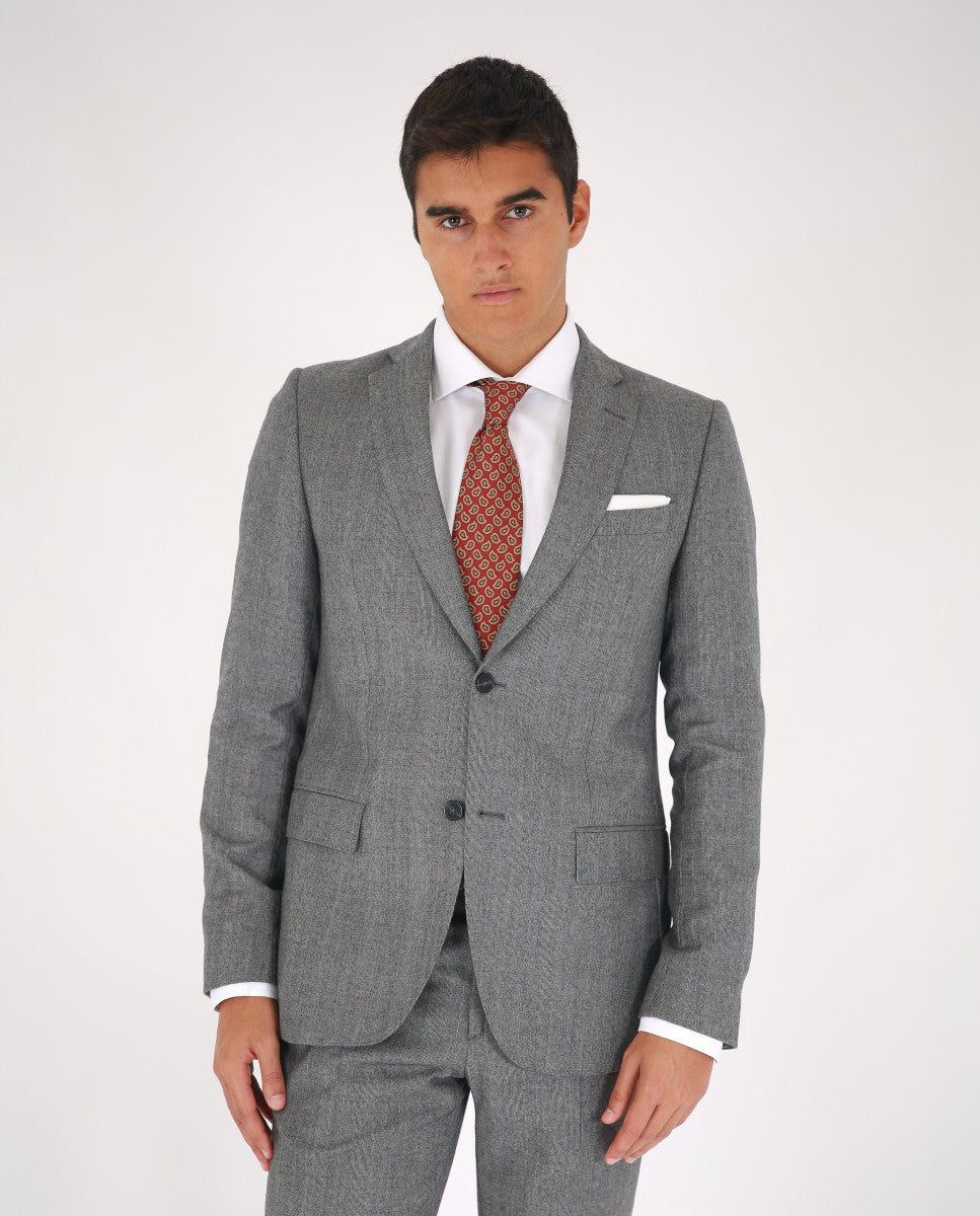 Grey Suit Soft Slim Glen Plaid 100% Wool