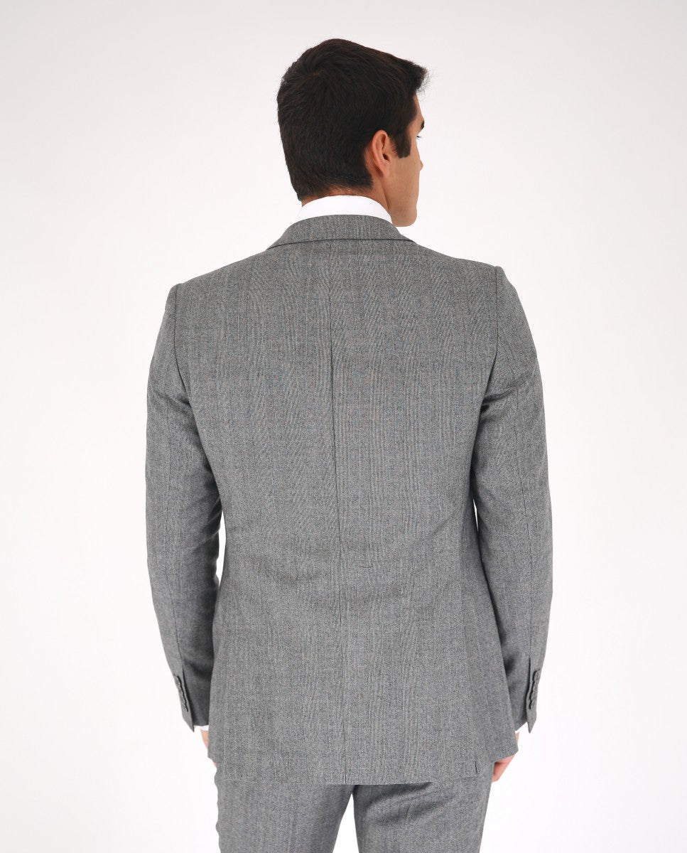 Grey Suit Soft Slim Glen Plaid 100% Wool