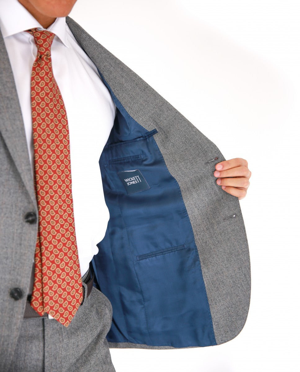Grey Suit Soft Slim Glen Plaid 100% Wool