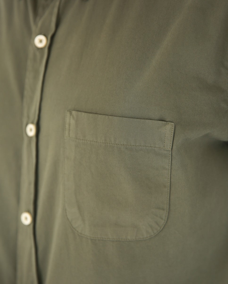 Camisa Casual 100% Algodão em Verde Seco