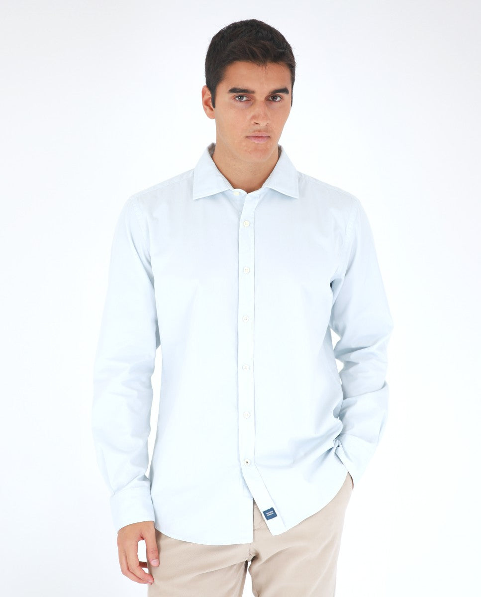 Camisa Casual 100% Algodão em Azul Claro