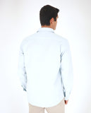 Camisa Casual 100% Algodão em Azul Claro