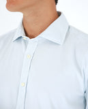 Camisa Casual 100% Algodão em Azul Claro