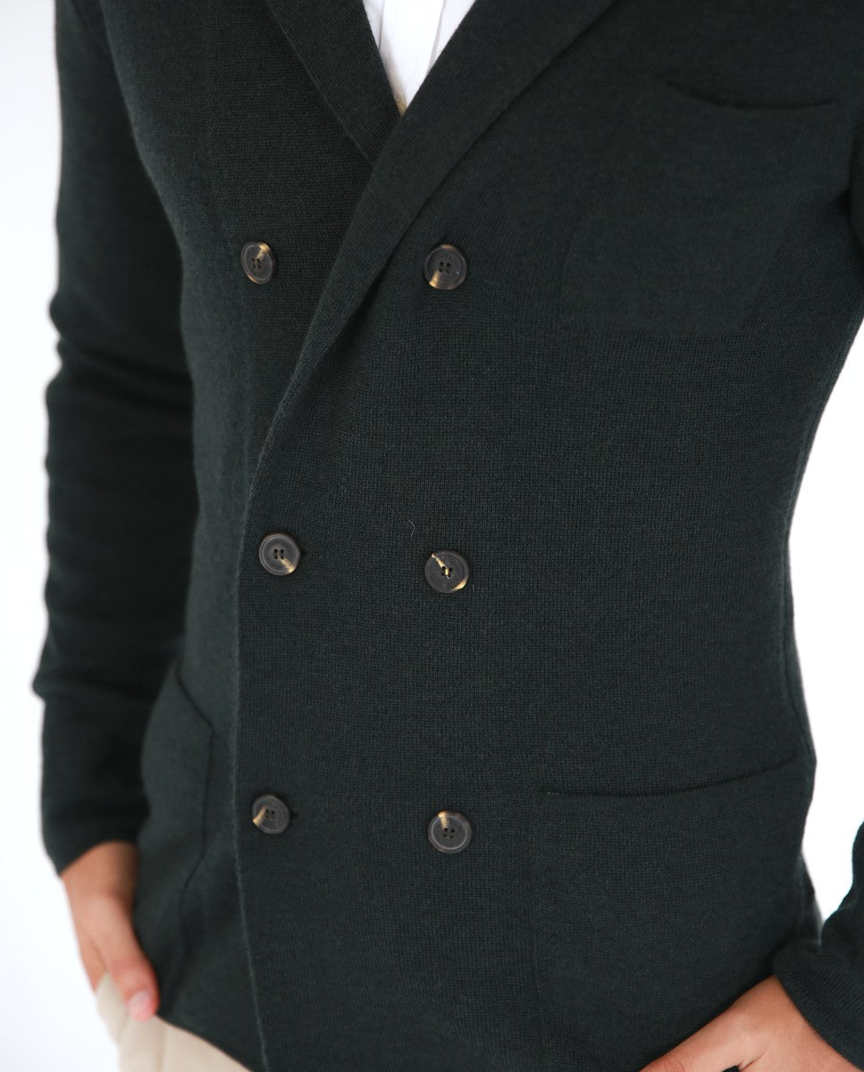 Dark Green Cardigan 100% Merino Wool
