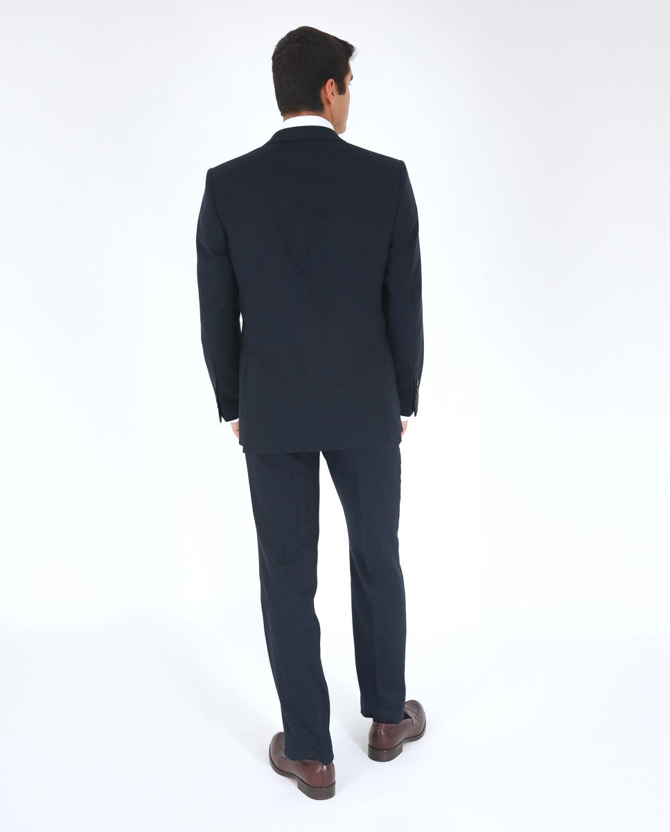 Dark Blue Suit Regular Plain 100% Flece wool