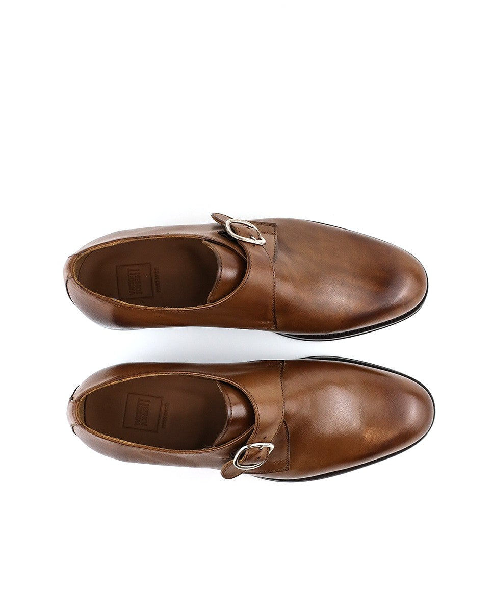 Sapatos Fivela 100% Pele em Castanho Escuro