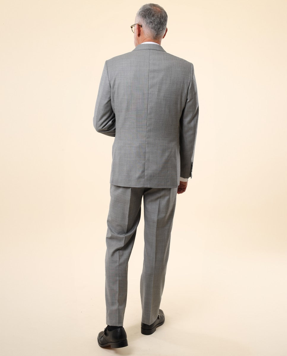 Traje Regular 100% Lana Micro Dibujo en Gris Oscuro