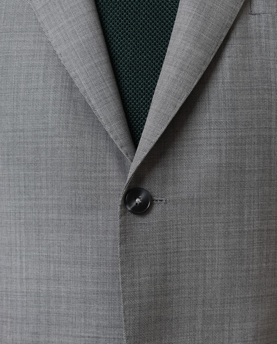 Traje Regular 100% Lana Micro Dibujo en Gris Oscuro
