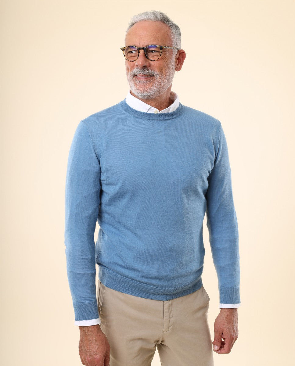 Camisola 100% Caxemira em Azul