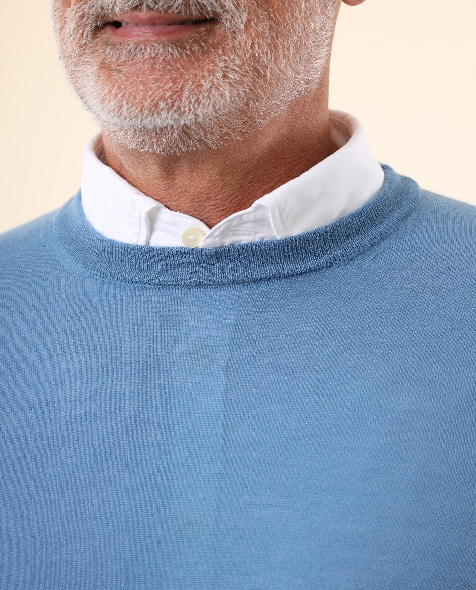 Camisola 100% Caxemira em Azul