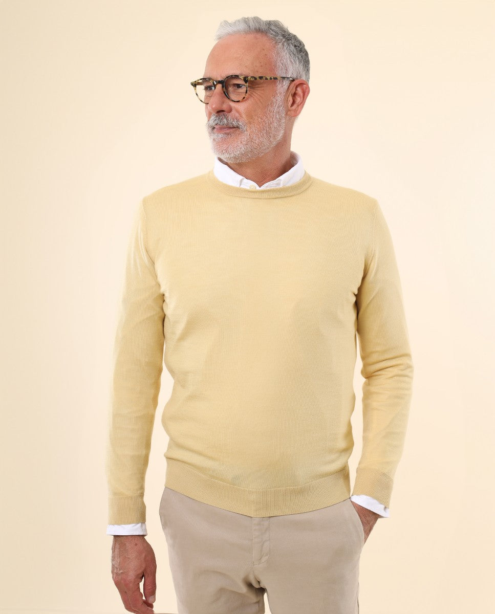 Camisola 100% Caxemira em Amarelo Claro