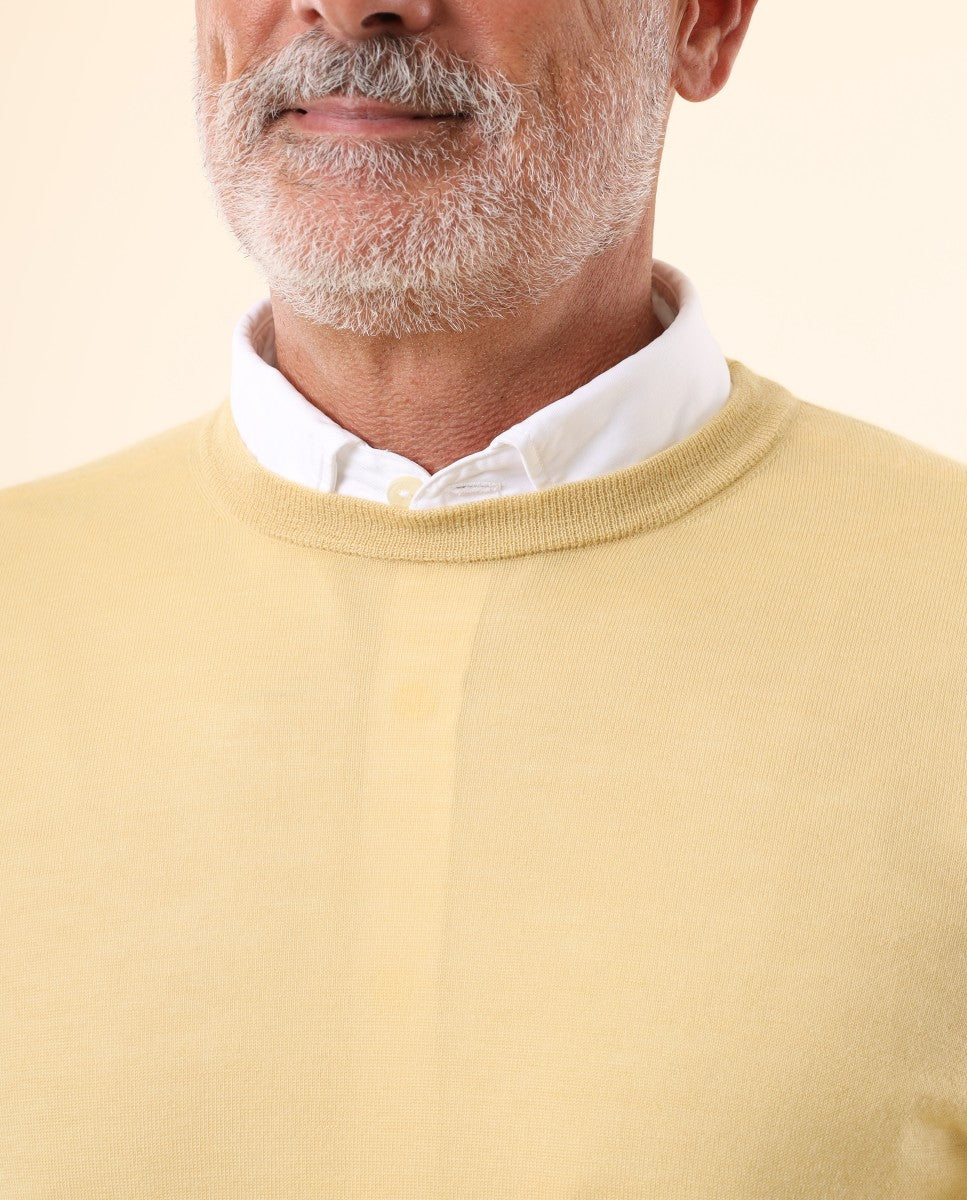 Camisola 100% Caxemira em Amarelo Claro