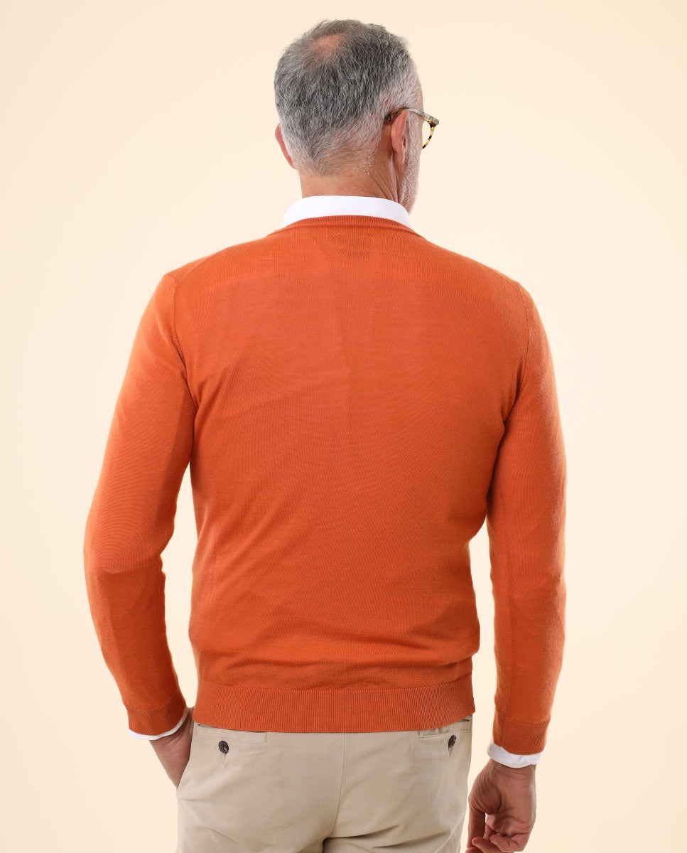 Camisola 100% Caxemira em Cor de Laranja Escuro