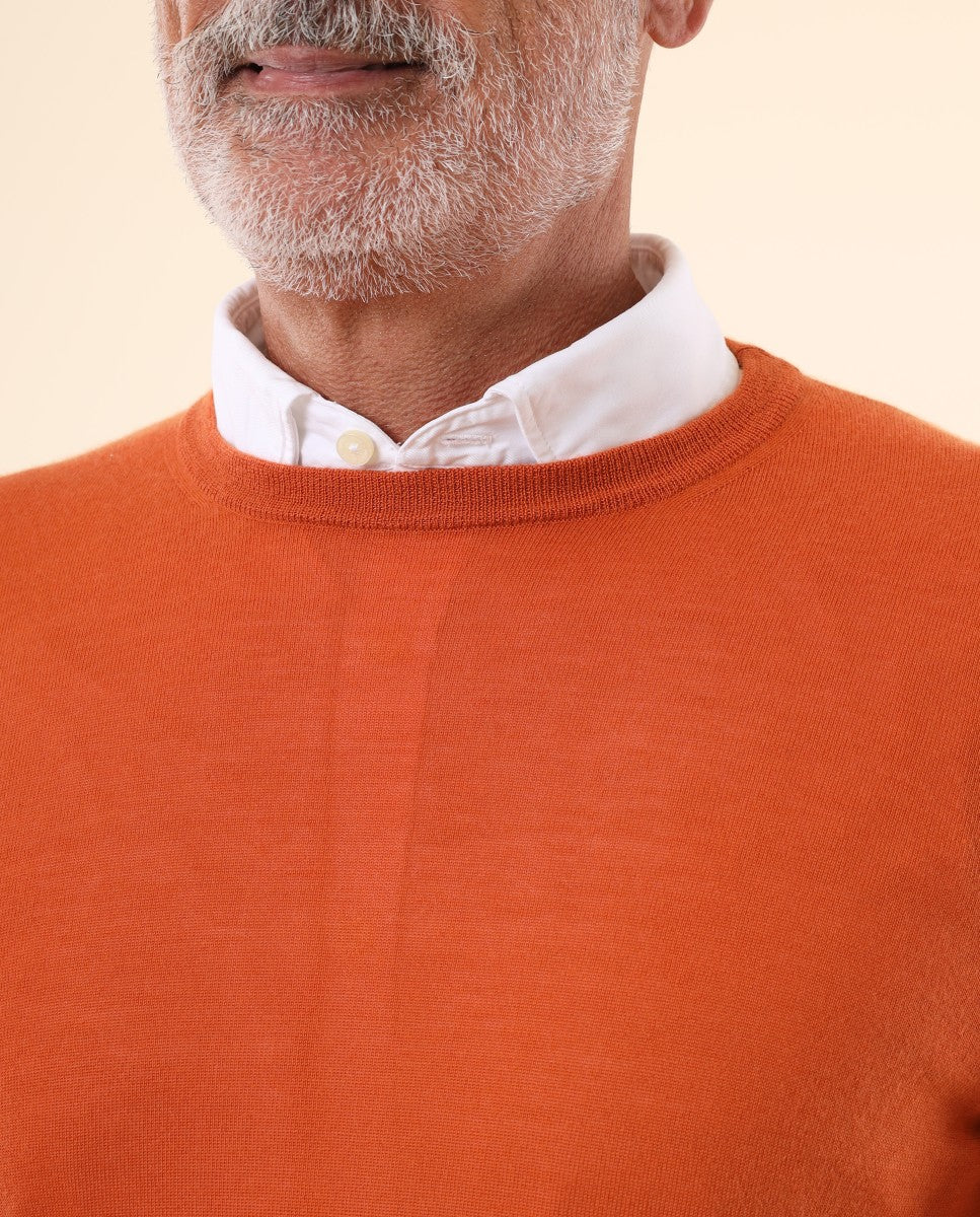 Camisola 100% Caxemira em Cor de Laranja Escuro