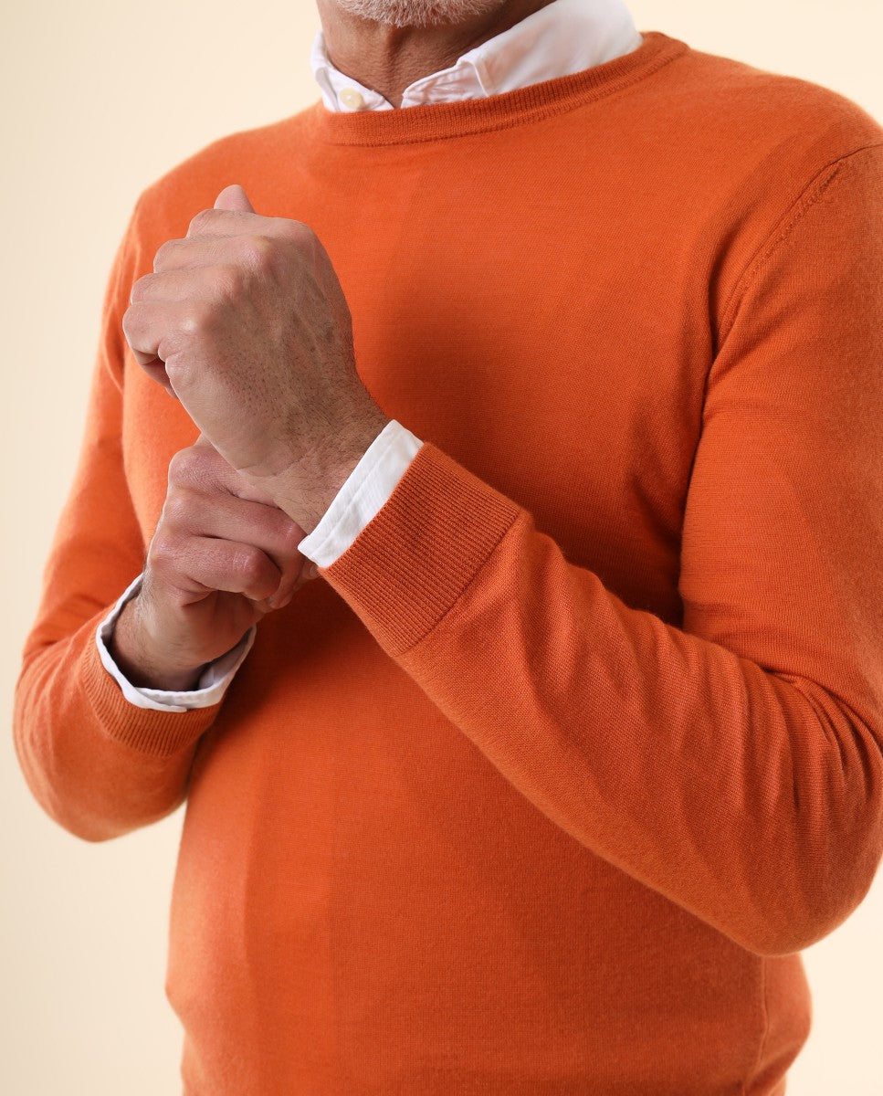 Camisola 100% Caxemira em Cor de Laranja Escuro