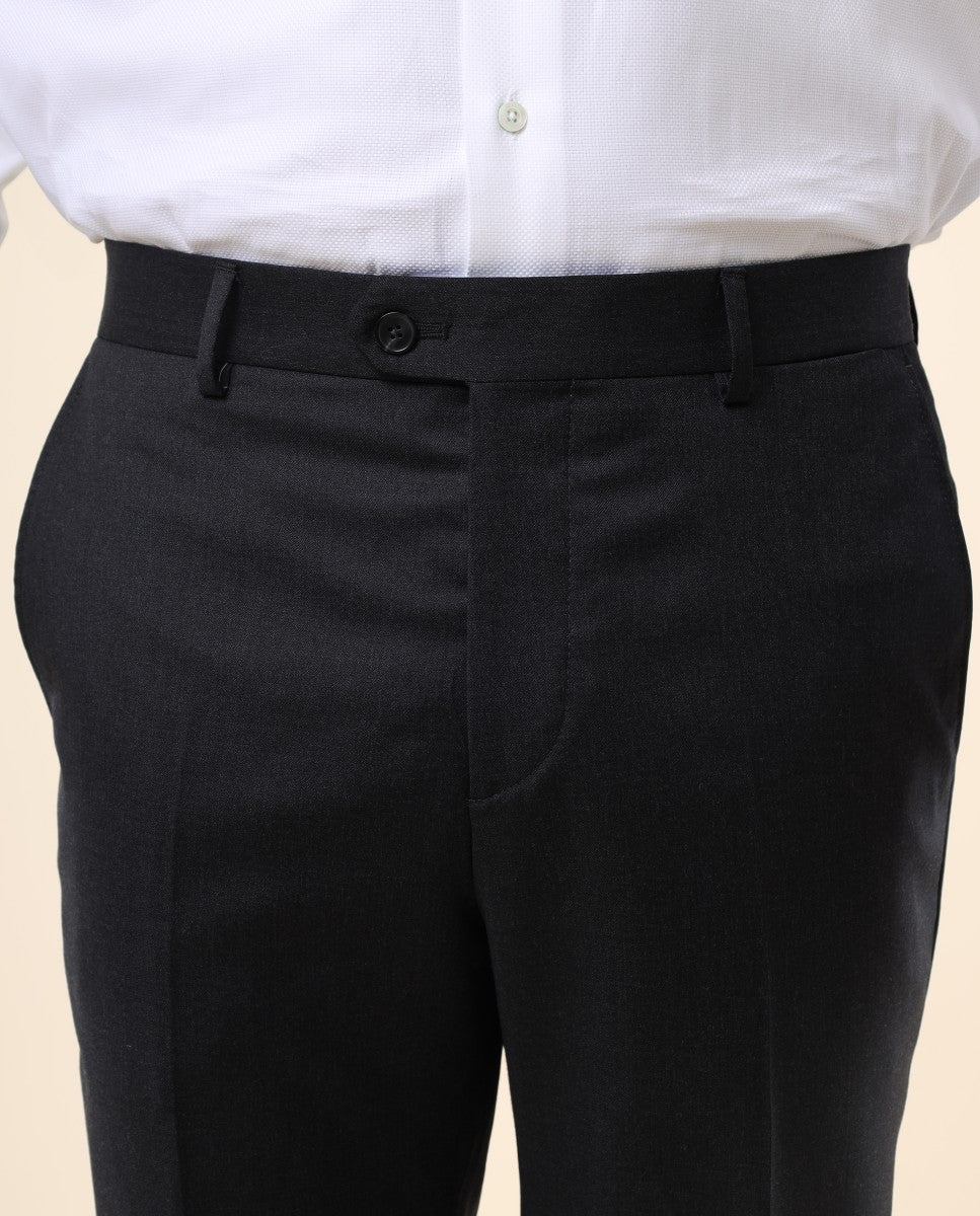 Pantalón Soft Slim 100% Lana Virgem en Gris Oscuro