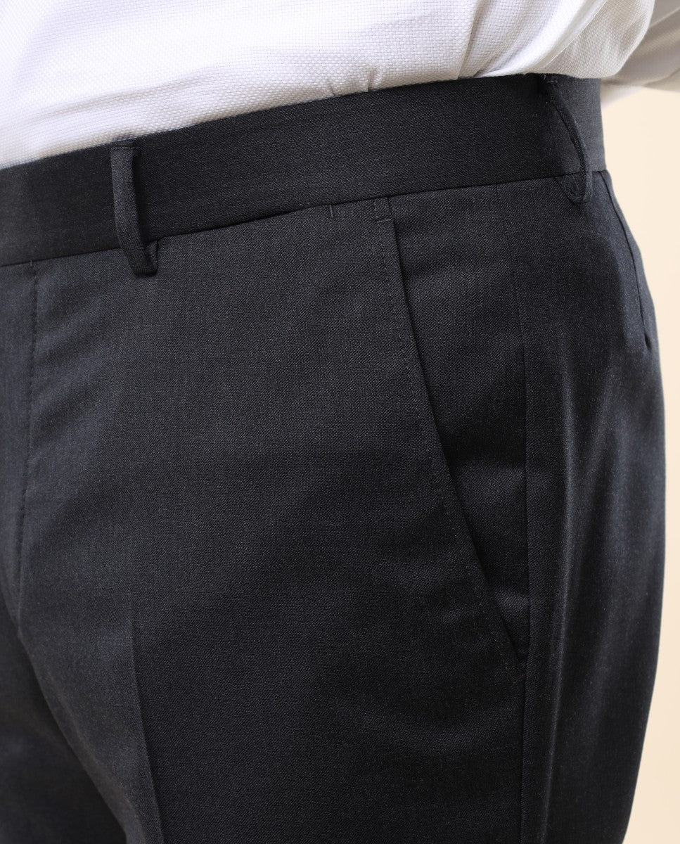 Pantalón Soft Slim 100% Lana Virgem en Gris Oscuro