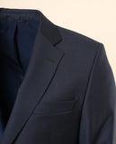 Fato Regular 100% Lã Falso Liso em Azul Escuro