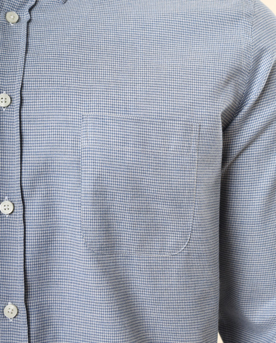 Camisa Casual 100% Algodão em Azul Escuro