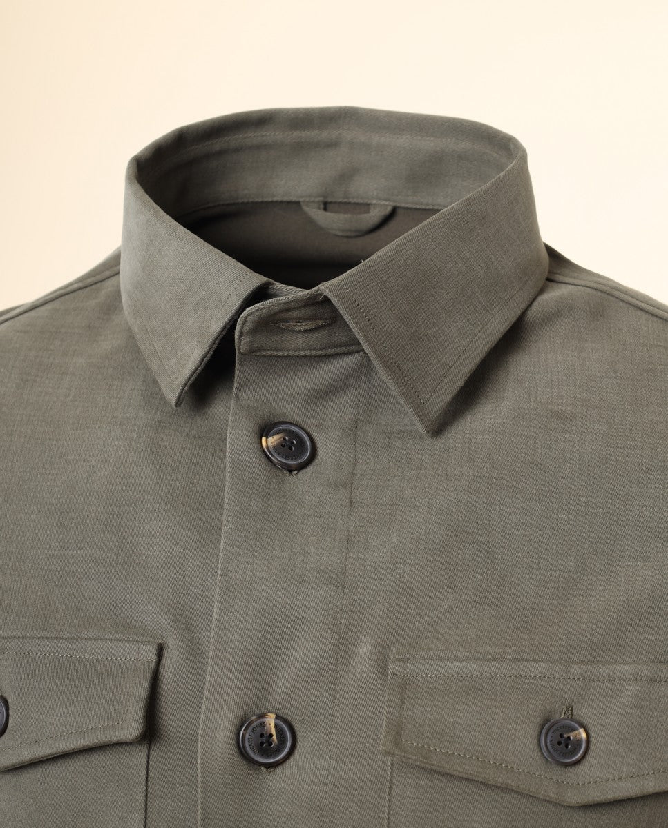 Camisa Casual em Verde Seco Escuro