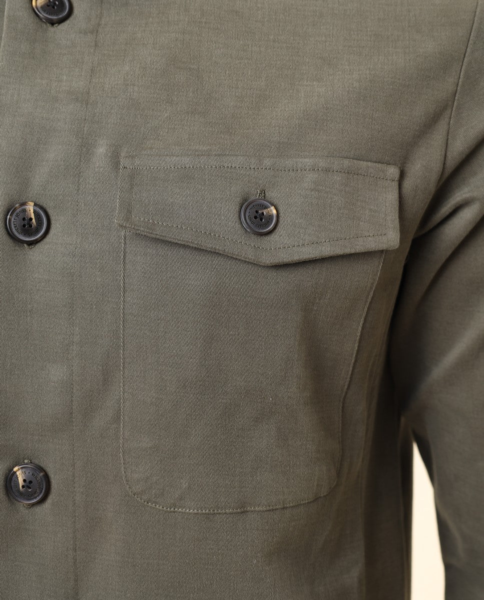 Camisa Casual em Verde Seco Escuro