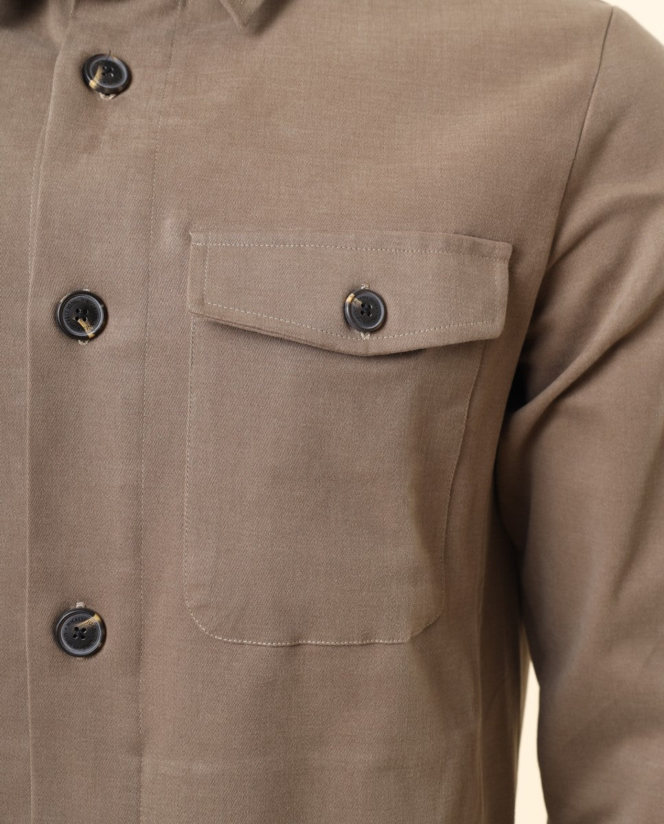Camisa Casual em Caqui