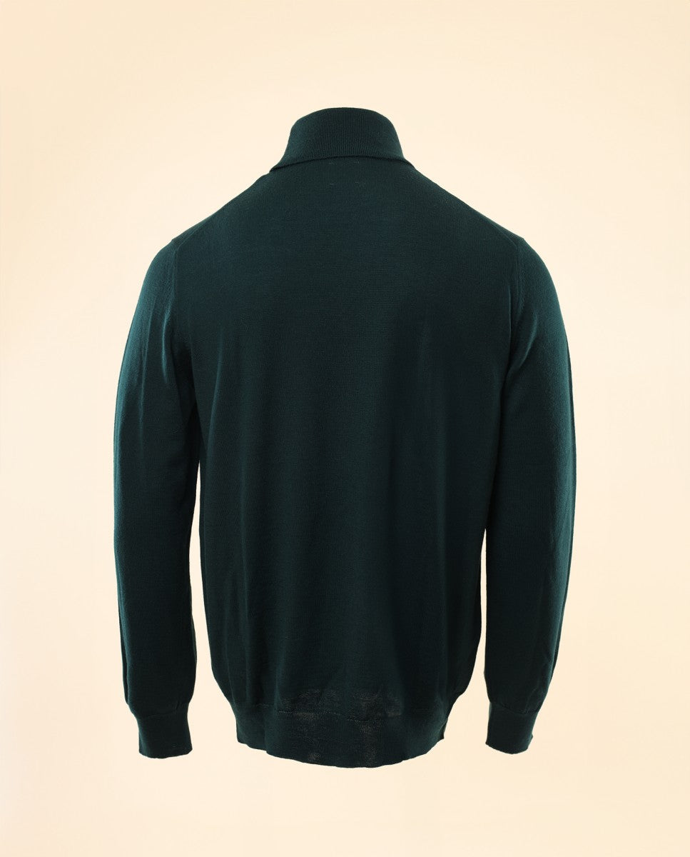 Camisola Gola Alta 100% Lã Merino em Verde Escuro