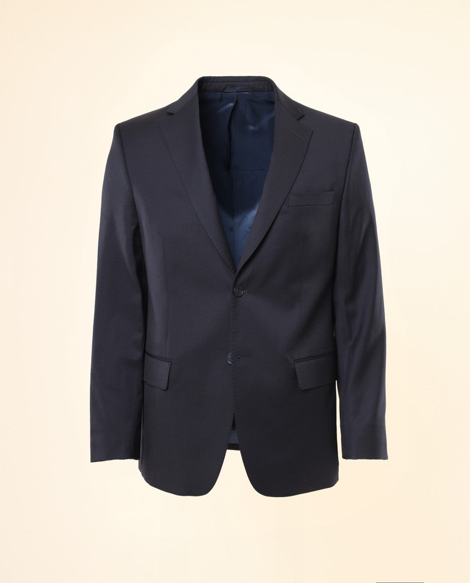 Fato Regular 100% Lã Virgem Liso em Azul Escuro