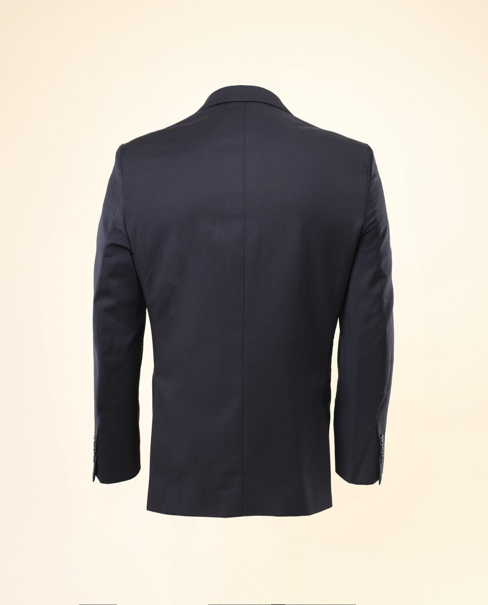 Fato Regular 100% Lã Virgem Liso em Azul Escuro