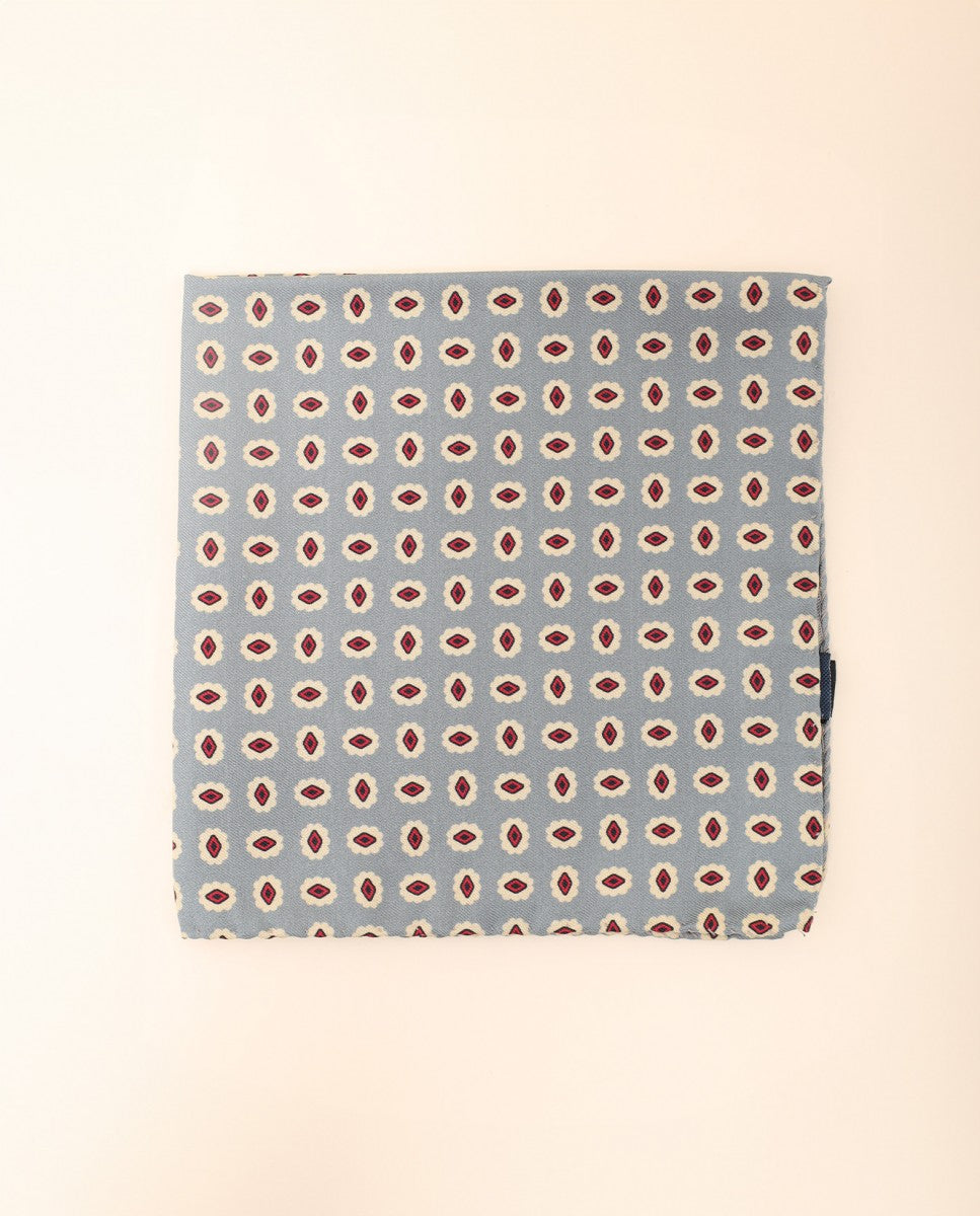 Lenço de Bolso 100% Seda em Azul Claro