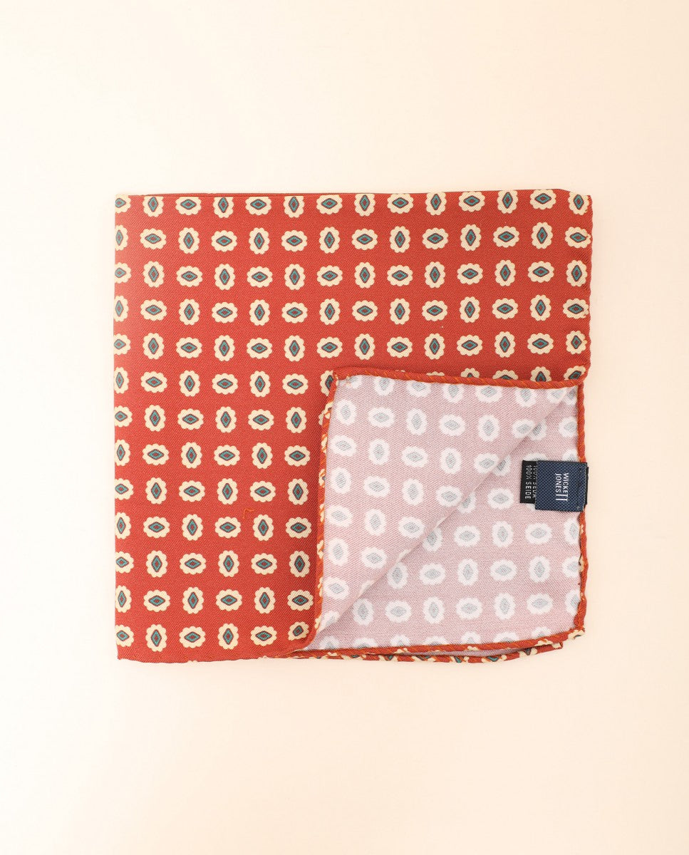 Lenço de Bolso 100% Seda em Cor de Laranja Escuro