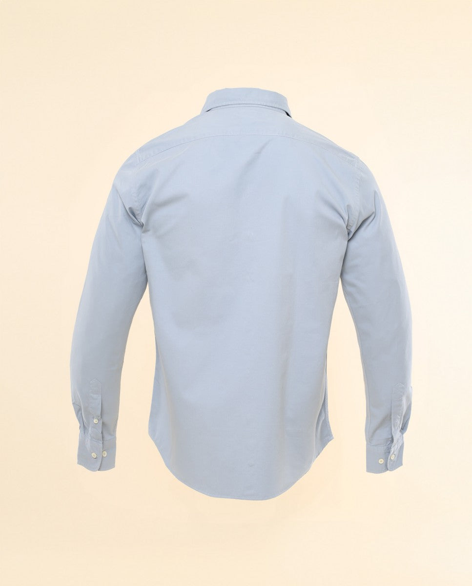 Camisa Casual 100% Algodão em Azul