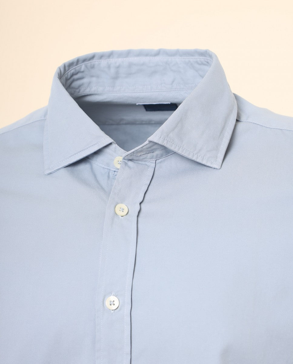 Camisa Casual 100% Algodão em Azul