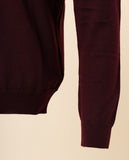 Camisola Decote em V 100% Lã Merino em Bordeaux Escuro
