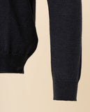 Camisola Decote em V 100% Lã Merino em Cinzento Escuro