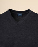 Camisola Decote em V Sem Mangas 100% Lã Merino em Cinzento Escuro
