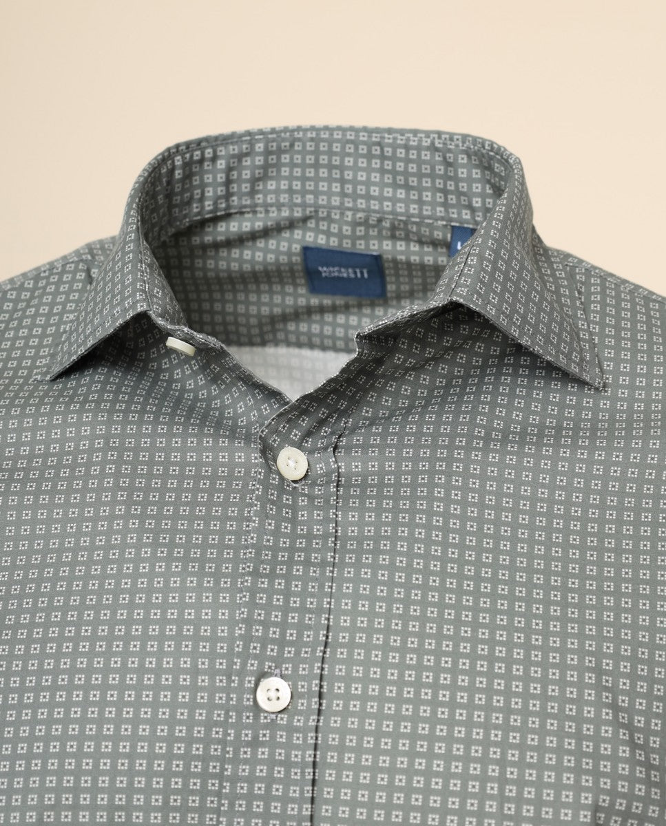 Camisa Casual 100% Algodão em Verde Seco
