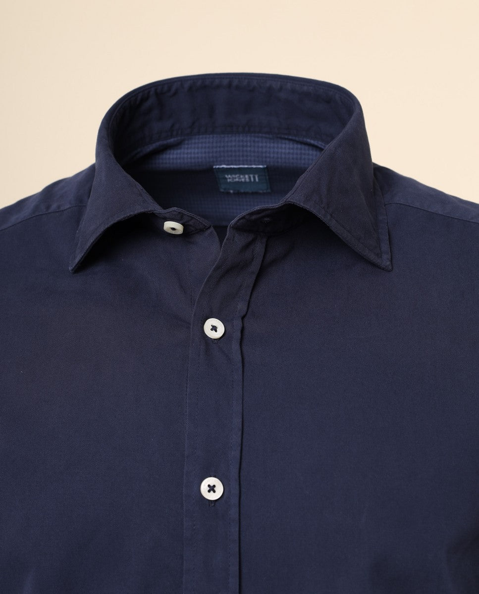 Camisa Casual 100% Algodão em Azul Escuro
