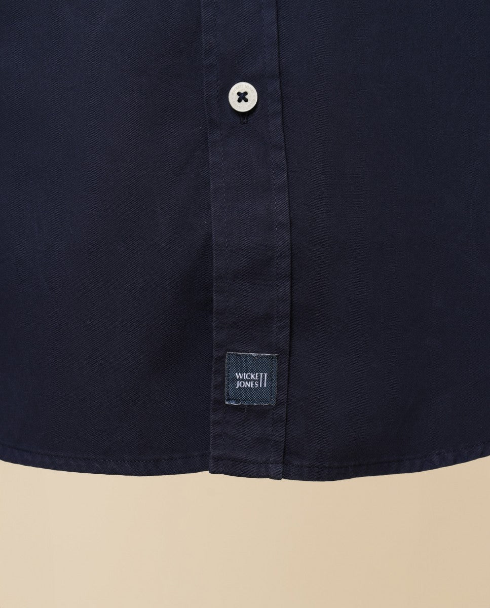 Camisa Casual 100% Algodão em Azul Escuro