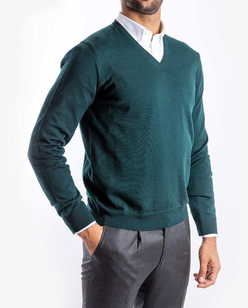 Jersey 100% Lana Merino en Verde Oscuro