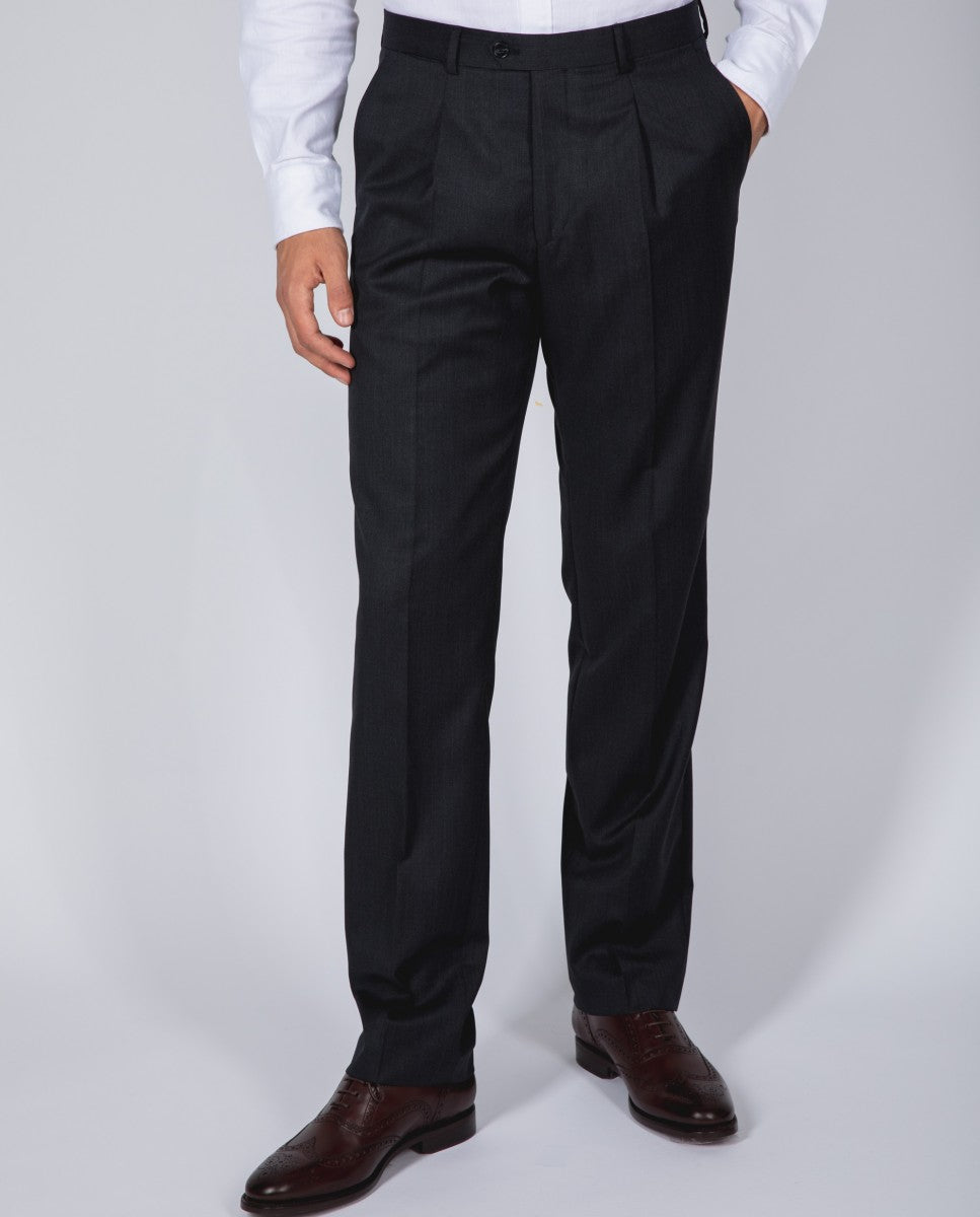 Grey Classic Trousers Regular 100% Flece wool