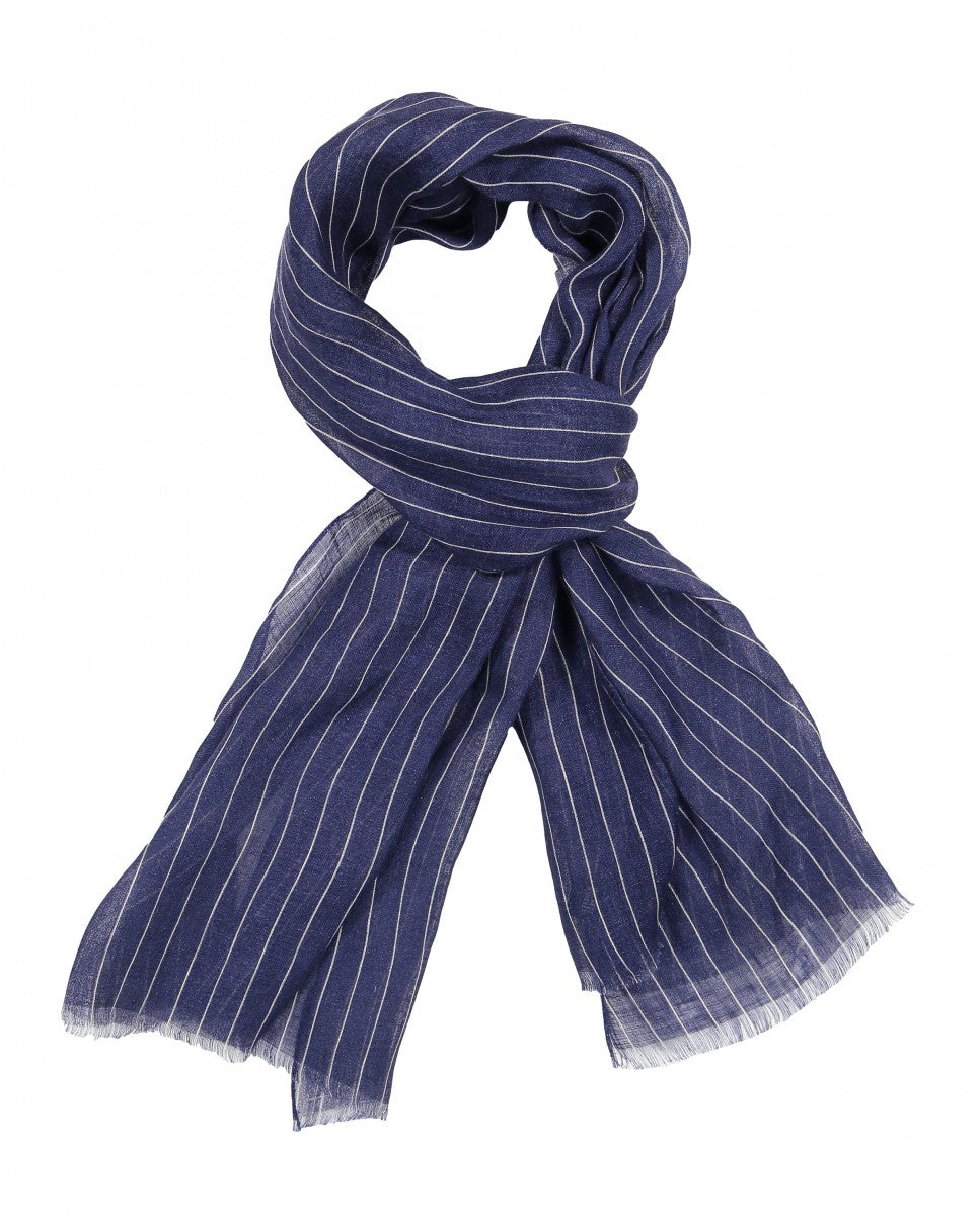 Echarpe 100% Linho em Azul Escuro