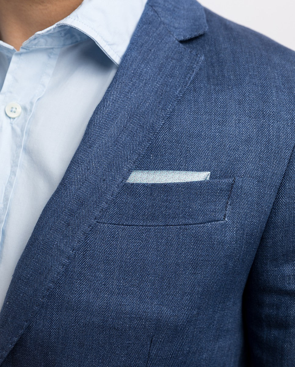 Blue Sports Jacket 100% Linen