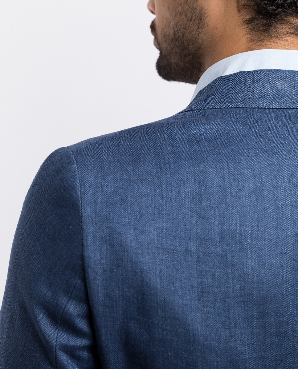 Blue Sports Jacket 100% Linen