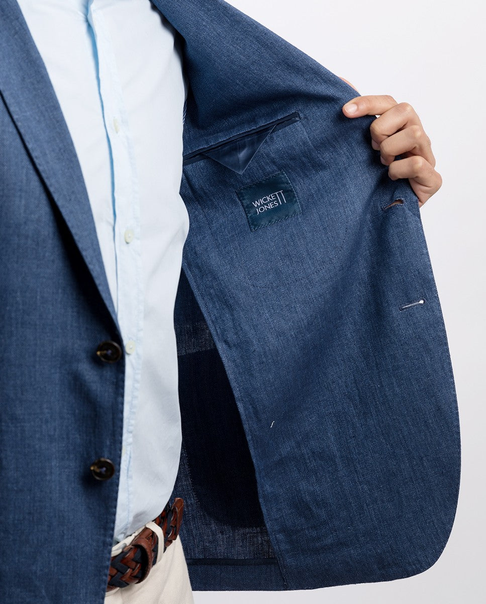 Blue Sports Jacket 100% Linen