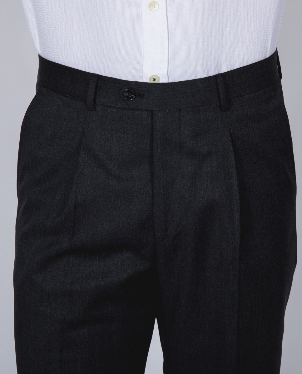 Dark Grey Classic Trousers Regular 100% Flece wool