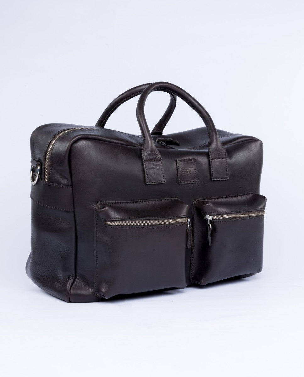Bolsa de Viaje 100% Piel en Marrón Oscuro