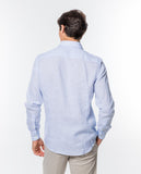Camisa Casual 100% Linho em Azul Claro