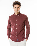 Camisa Casual 100% Algodón en Burdeos Oscuro