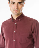 Camisa Casual 100% Algodón en Burdeos Oscuro